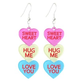 Colorful Valentine's Day Heart Shape Love Earrings for Women Jewelry(A)