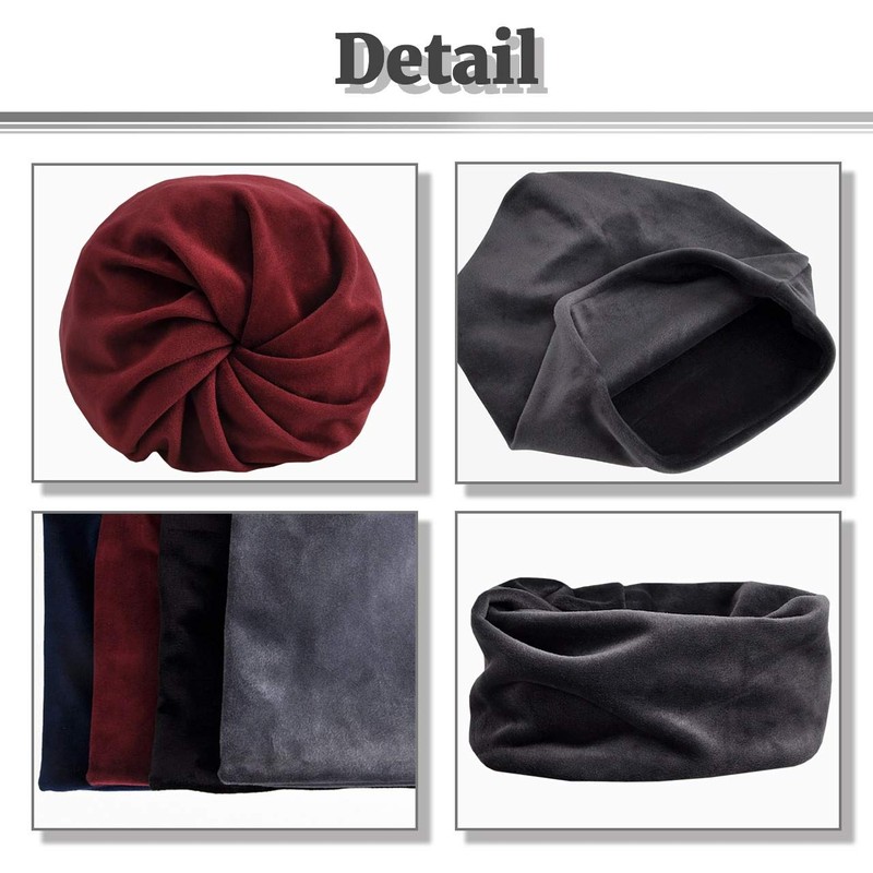BUZZxSELECTION CAP040 Men's Knit Hat, 2-Way Velour Cap, Neck Warmer,
