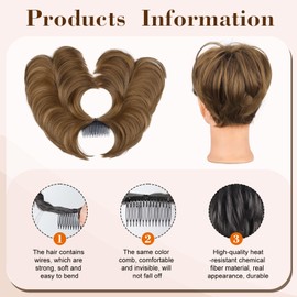 QGZ Messy Bun Hairpiece for Women Tousled Updo Side Comb Clip in Hair Bun Short Straight Adjustable Styles Chignon Easy Wear Messy Hair Bun Clip.(Bronze Brown,1PCS)