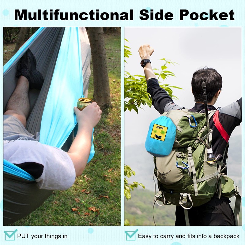 SZHLUX Camping Hammock Double & Single Portable Hammocks with 2