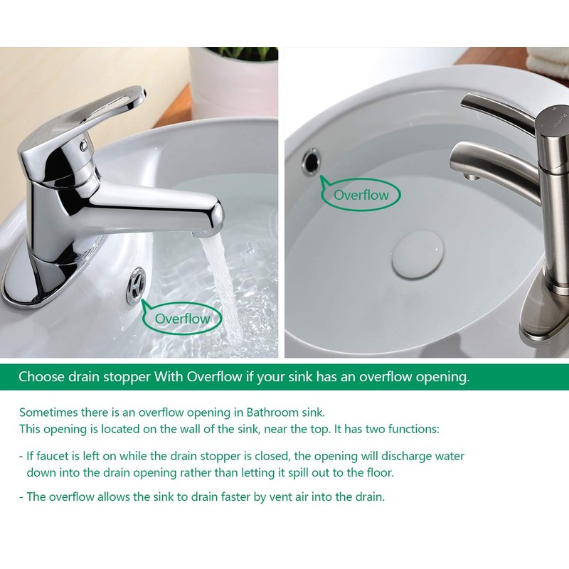 Purelux Grid Drain Strainer Assembly with Overflow for Bathroom Sink,