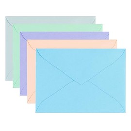 ÖKI Pastel Envelopes Set | For Voucher Cards, Money Gifts, Small Greeting Cards, etc. | Blue, Green, Peach, Grey, Purple | Letter Envelope / Letter Cover | Size C7 81 x 114 mm | Pack of 10