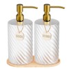 18Oz Spiral Stripe Soap Dispenser Set - Gold Stainless Steel