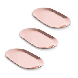 EZICOZI Organized Space with Candle Tray Rose Gold - Durable Stainless Steel, Decorative Storage, 7-Inch (Set of 3), Versatile Use, Rose Gold Finish