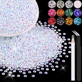 5000PCS 3mm Resin Jelly Rhinestones in Bulk (White AB), Bedazzling Flatback Crystals Rhinestones for Crafting DIY Nail Decoration, Gems Diomand Charms for Tumbler Shoes Clothing Fabric