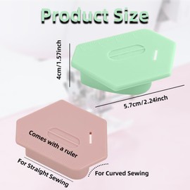 Koprek 2 Pcs Magnetic Seam Guide for Sewing Machines with Scale, Multifunctional Sewing Accessorie, Polygonal Adjustable Seam Guide, Compatible with Most Sewing Machine Models(Pink + Green)