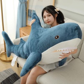 Ryttir 31 Inch XL Big Shark Stuffed Animal,Soft Shark Plush Chubbier Stuffed Shark Décor Fuzzy Shark Pillow,Perfect Stress Relief Shark Gifts for Women Kids