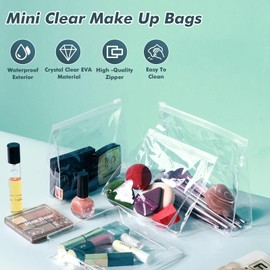 80 Pack Mini Clear Makeup Bag Organizer Cosmetic Zipper Pouch Small Travel Pouches for Toiletries Transparent EVA Reusable Wash Bags Waterproof Plastic Clear Gift Bags Bulk, 5.9” x 5.1” x 1.45”