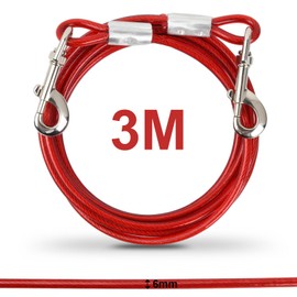 3 m Tie-Out Leads for Dogs, Tie Out Dog Cable Heavy Duty with Swivel Hook, Long Dog Lead Pet Steel Wire Pets Guide, Yard Lead Cable Lead for Medium Large Dogs, Up to 250 kg (White)