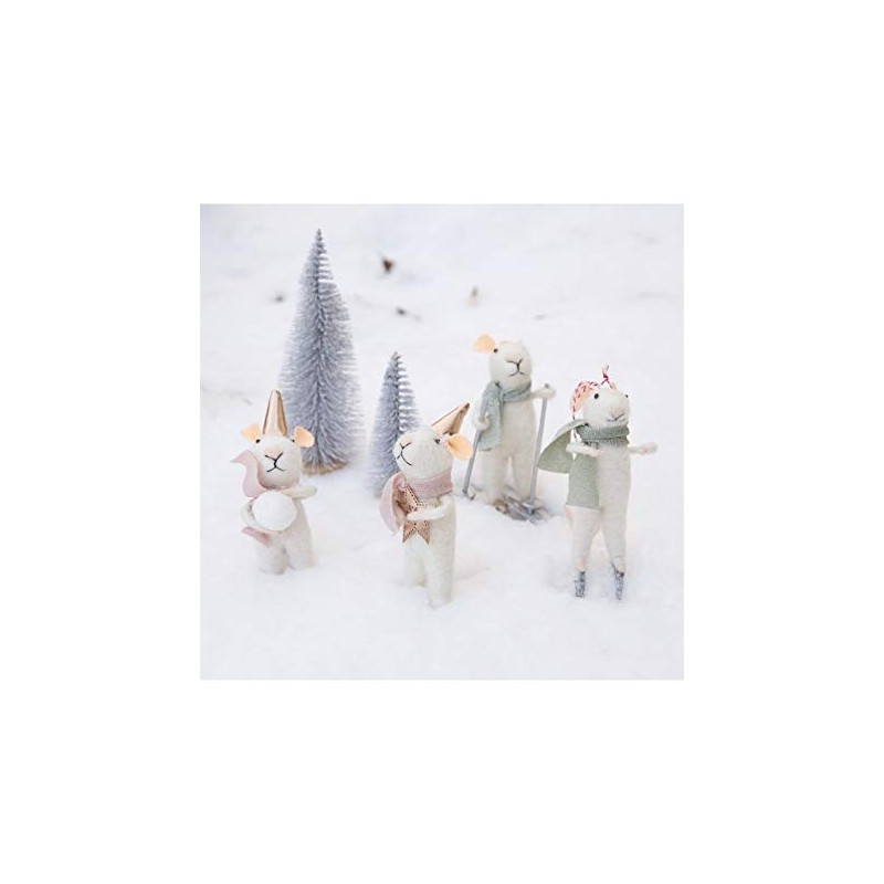 Sass & Belle Skiing Mouse Felt Decoration