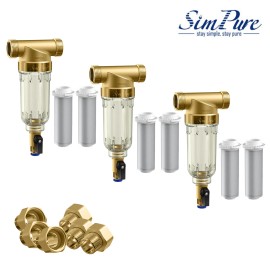 Universal  SimPure Whole House Water Pre-Filter System Sediment Water Filtration 40+200μm - 1 Pack 200 Mesh for Whole Unit