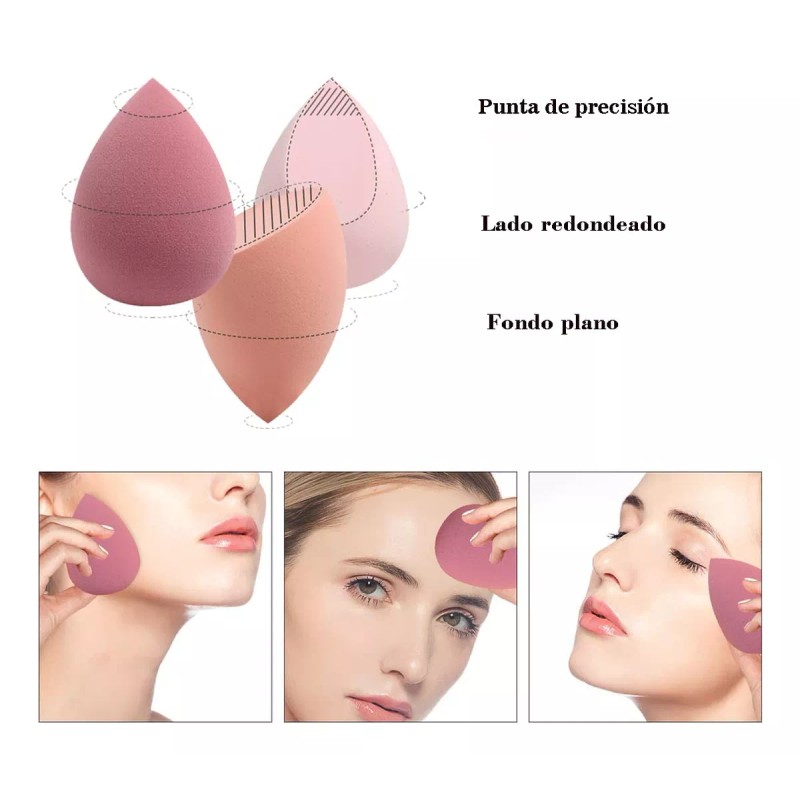 Andros Fifty Kit Esponja Maquillaje 4/8 Piezas Color Rosa Con