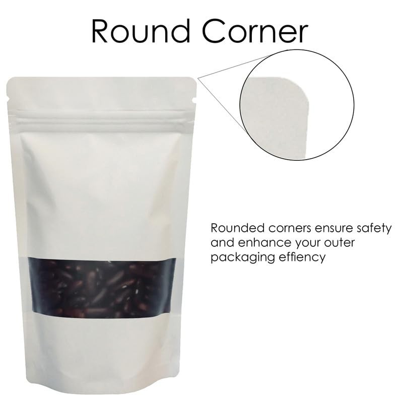 Rightpak Window Stand Up Pouches 100 Pieces 13cm x 21cm,