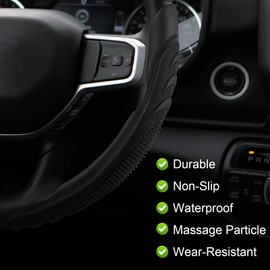 3Pcs Steering Wheel Cover for Dodge Ram 1500 2500 3500, 14.5-16 Inch