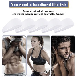 5 Packs Sports Headband for Men Moisture Wicking Workout Headband Sweatband Headbands for Running, Cycling, Basketball, Yoga, Fitness Workout Stretchy Unisex Headbands (White)