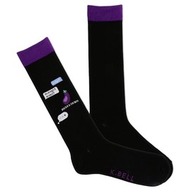 K. Bell Men's Funny Jokes & Wordplay Crew Socks-1 Pairs-Cool & Fun Pop Culture Gifts, Midnight Snack Text (Black), 6.5-12