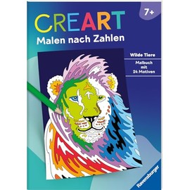 Ravensburger CreArt Malen nach Zahlen ab 7: Wilde Tiere, Malbuch, 24 Motive