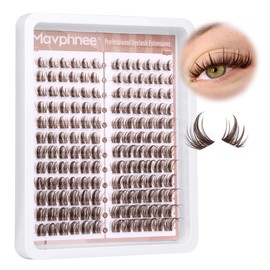 Brown Lash Clusters Natural Lash Individuals 144 Pcs Eyelash Extensions Wispy Lash Extensions D Curl Dark Brown Eyelash Clusters 10-16MM Fluffy DIY False Eyelashes at Home by Mavphnee
