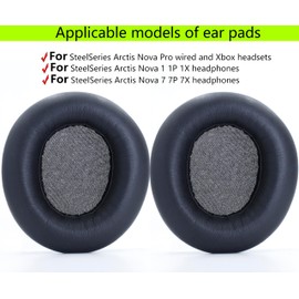 Replacement ear pads compatible with SteelSeries Arctis Nova Pro Wired Arctis Nova1 1X 1P /3/4 4X 4P/5 5X 5P/7 7X 7P headphones, soft protein leather memory foam repair replacement accessories (black)