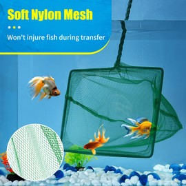 AQUANEAT 8 Inch Aquarium Fish Net, Wastes Skimming Cleaning Tool with Firm Handle for Fish Tanks Small Ponds