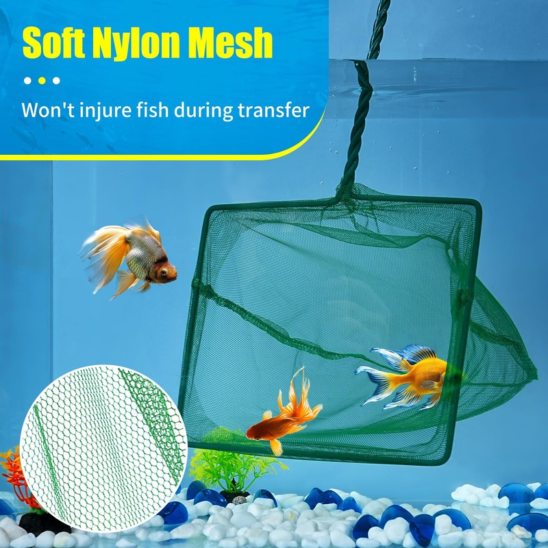 AQUANEAT 8 Inch Aquarium Fish Net, Wastes Skimming Cleaning Tool
