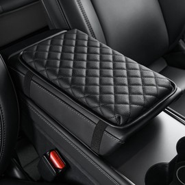 JOYTUTUS Universal Center Console Cover, Leather Arm Rest Covers Armrest Cover for Car, Middle Console Cover Lid, Car Arm Rest Cushion Pad for Most Vehicle, SUV, Car, Sedan, Car Black Accessories