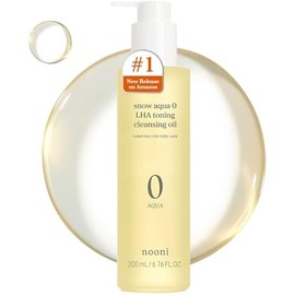 NOONI Facial Cleanser - Snow Aqua 0 LHA Toning Cleansing Oil | Makeup Blackhead Remover, Pore Control, Glass Skin, Help Control Sebum, Revitalizing, Mother's Day, 6.76 Fl Oz (200 ml)