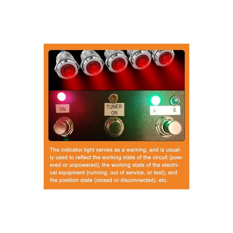 GASHER 5 PCS Energy Saving Indicator Light, LED Light 12V/24V/110V