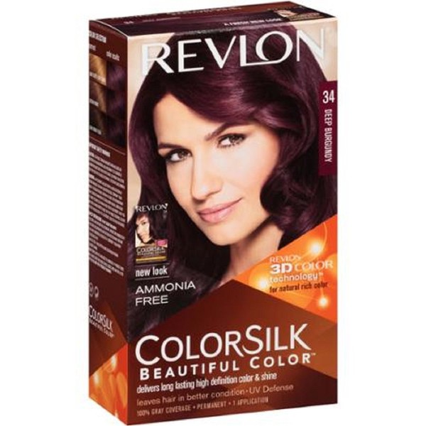 Revlon Colorsilk Beautiful Color Permanent Hair Color, 34 Deep Burgundy 2pk