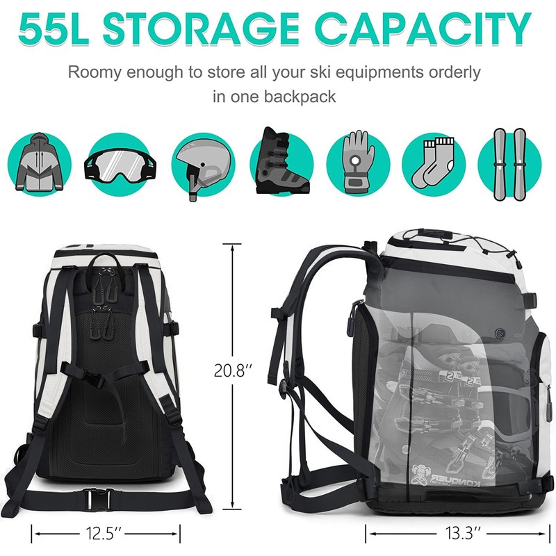 SEMSTY Ski Boot Bag, 55L Waterproof Snowboard & Ski Boots