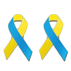 2pcs Yellow and Blue Ribbon Pins Brooch Peace Knot World Peace Metal Pins Decorative Jewelry, Stainless Steel