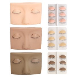 3 Colors Lash Mannequin Head Realistic Eyelash Practice Mannequin Head with 9 Pairs of Removable Replaced Eyelids