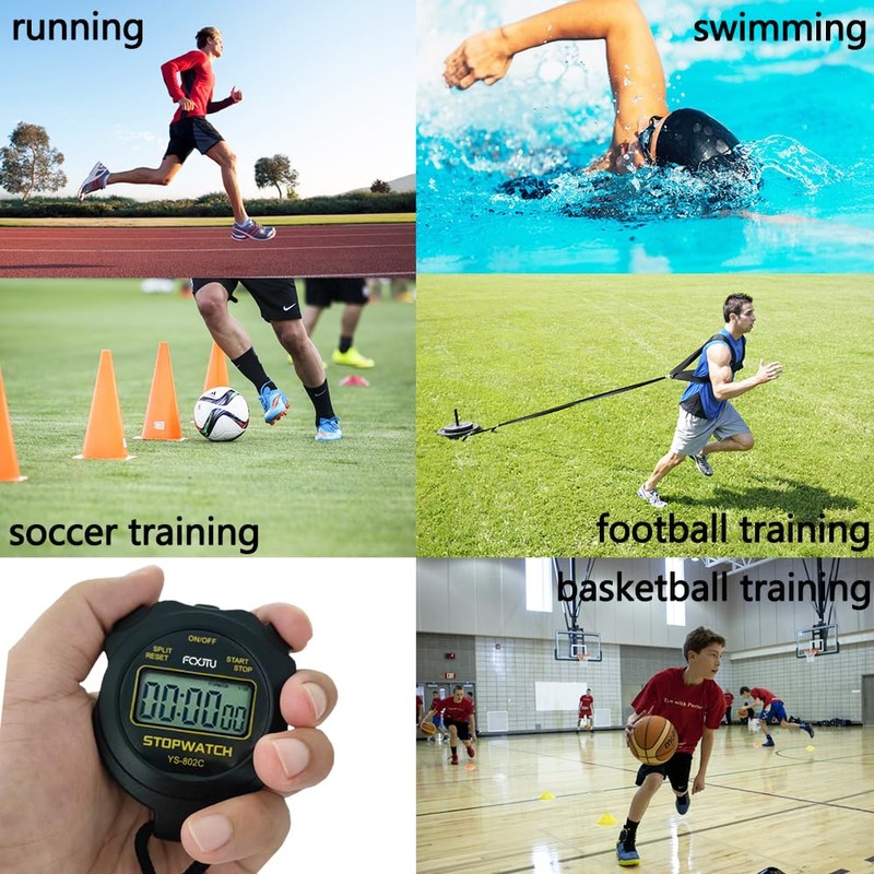 FCXJTU Simple Digital Sports Stopwatch Timer, No Bells, No Clock,