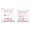 Pink Bow Cute Coquette Beach Clean Girl Aesthetic Throw Pillow