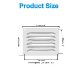 PATIKIL 8 x 6 Inch Stainless Steel Vent Cover, Screen Air Grille Ventilation Cover HVAC Louvered Grill for Home Kitchen Fireplace Bathroom Wall Ceiling, Silver Tone