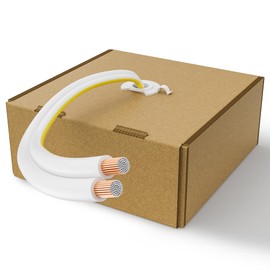 14AWG Speaker Wire 100 FT, 14/2 Gauge Audio Speaker Wire, for Car Speakers Stereo, Home Theater, Automotive Wire, White Jacket with Yellow Polarity Marker, CCA, 2 Conductors Electrical Wire