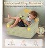 Kids Couch, 2-in-1 Soft Toddler Couch Fold Out with Blanket,
