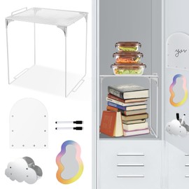 Stranthother 6PCS Iridescent Locker Accessories Locker Organizer with Mesh Locker Shelf Magnetic Marker Holder & Locker Mirror,2 Whiteboard Markers Locker Kit Back to School Essential Locker Set White