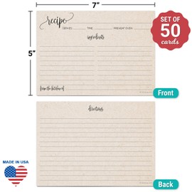 321Done 5x7 Recipe Cards (Set of 50) Rustic Kraft Tan Modern Contemporary - From the Kitchen Of - Double-Sided for Weddings, Bridal Shower, Baby, Recipe Gift Exchange - Made in USA - Vintage X-Large