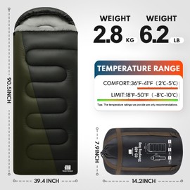 TANSTRIDER Sleeping Bags for Adults Cold Weather & Warm,Backpacking,0 Degree XXL Camping Sleeping Bag with Compression Sack Great Camping Essentials Gear for Winter Hiking, Hunting