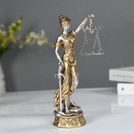 Lady Justice Statue Sculpture 10 inches - Greek Roman Goddess of Justice Holding Justice Scales and Sword Resin Statue Figurine for Home and Office Décor