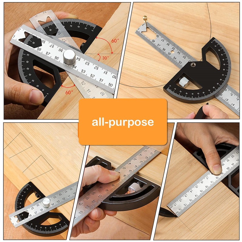 SRJQXH Protractor Woodworking, Protractor Metal with Locking Screw, 0-180° Goniometer