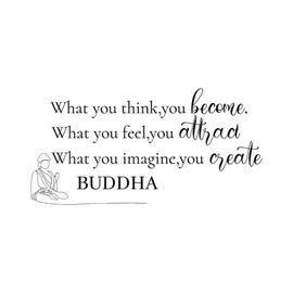 Sgphrzlt What You Think You Become Wall Decal, Inspirational Motivational Words Quotes Saying Wall Decor Stickers Peel and Stick, Removable Vinyl Art for Office Hallway Classroom Living Room