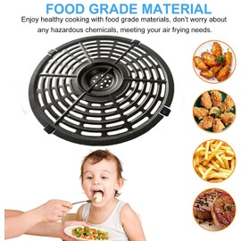 3.7QT Round Air Fryer Grill Crisper Tray Plate for PowerXL Gowise Crux Air Fryers, 8.07IN Upgraded Double-layer Coating Air Fryer Grill Pan Plate Griller Rack Grate Insert for 3.7QT 4QT Air Fryers