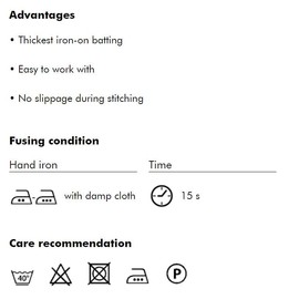 Vlieseline H640 Volume Fleece Batting - Medium Loft, Iron-On Fusible, for Sewing, Quilting, Topstitching and Crafting White - 90cm Width (1mtr)