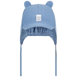 Smarilla Tie Hat Peaked Cap Summer Hat Baby Boy Muslin, blue