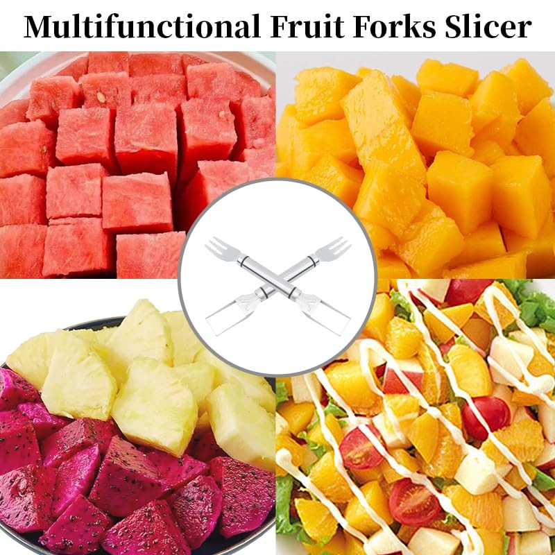 D-buy 4 Pcs 2-in-1 Stainless Steel Fruit Cutter Watermelon Cutter,