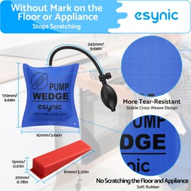 eSynic 2Pack Durable Air Wedge Bags Reliable Air Wedge Pump Up Bags Anti-slip Air Wedge Winbags Load-bearing 300lbs/136kg Air Lifting Tools with 4 Wedges for Door Window Washing Machine Installation