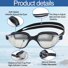 SI SEN Adult Diving Goggles, Anti-Fog - Adjustable Strap, HD Swimming Goggles Men with Nose Clip and Earplugs, Swimming Goggles Women, for Adults Swimming, Triathlon