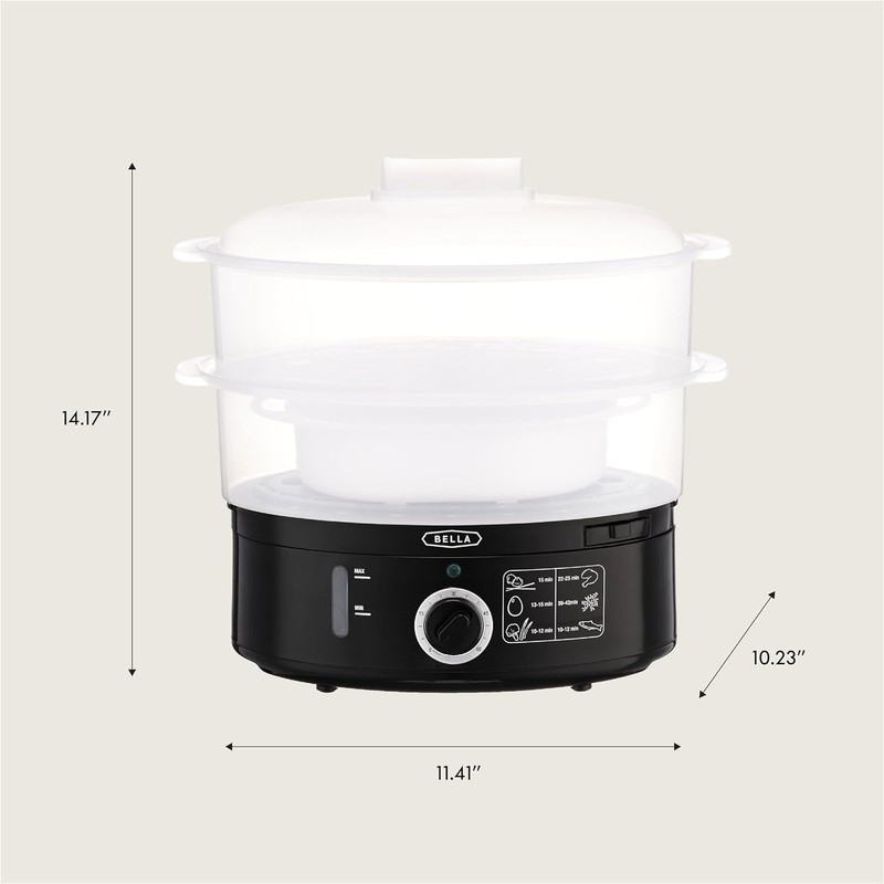 BELLA Two Tier Food Steamer with Stackable Baskets & Removable